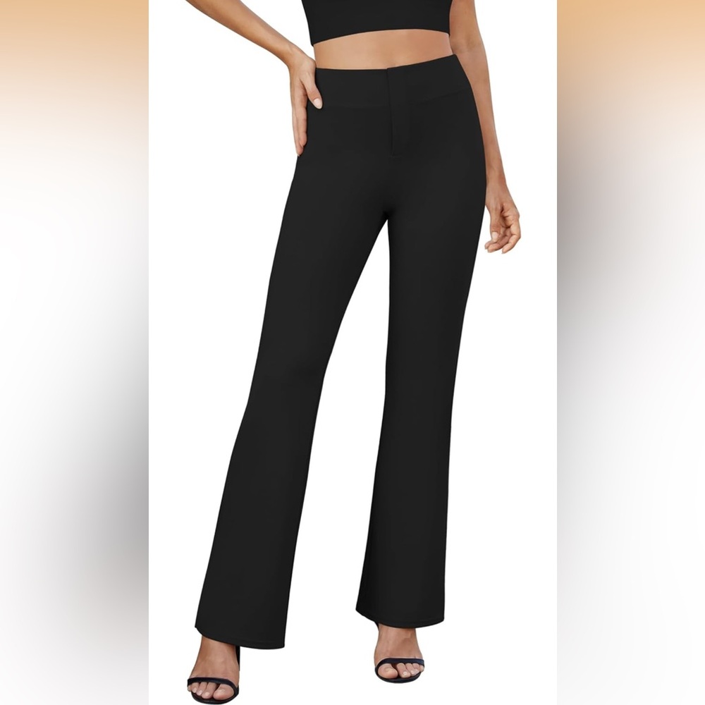 Womens Bootcut Dress Pants With Pockets high Waist Stretcht Pull On Trousers